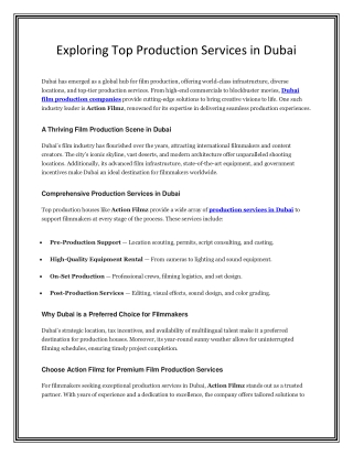 Exploring Top Production Services in Dubai