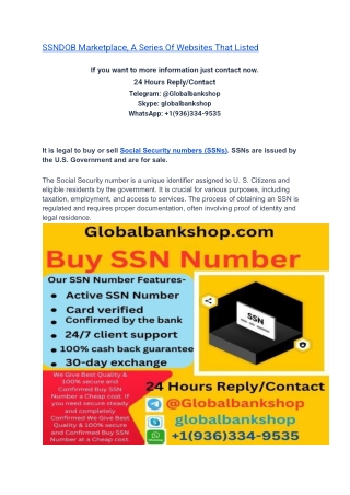 ssndob marketplace a series of websites that