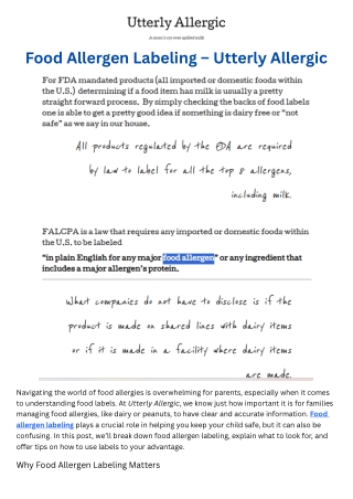 Food Allergen Labeling – Utterly Allergic