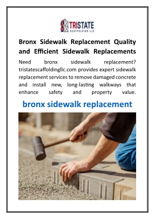 bronx sidewalk replacement quality and efficient