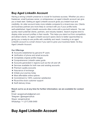 Buy Aged LinkedIn Account - Trusted, Verified & Secure