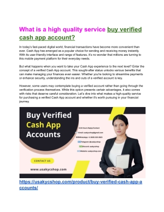 What is a high quality service buy verified cash app account