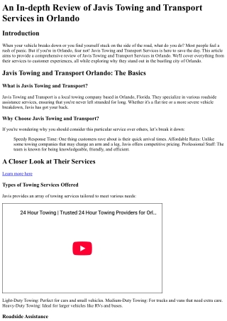 an in depth review of javis towing and transport