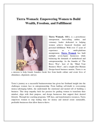 Tierra Womack Empowering Women to Build Wealth