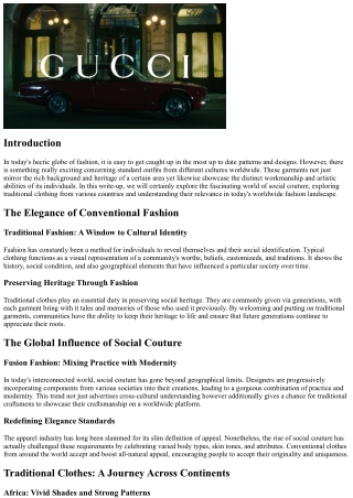Social Couture: Checking Out Conventional Outfits from Around the World