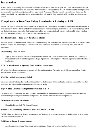 Compliance to Tree Care Safety Standards: A Priority at LJR