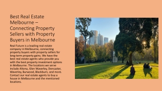 Best Real Estate Melbourne – Connecting Property Sellers with Property Buyers in Melbourne