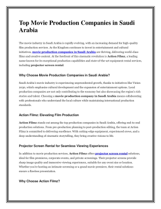 Top Movie Production Companies in Saudi Arabia