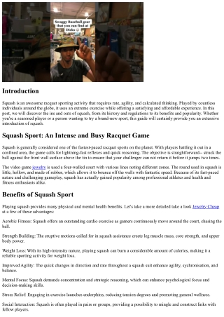 Squash Sport: An Intense and Hectic Racquet Game