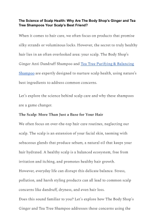 the science of scalp health why are the body shop