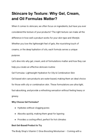 skincare by texture why gel cream
