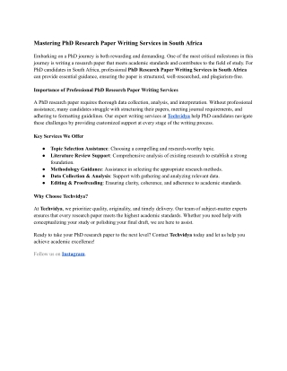 Mastering PhD Research Paper Writing Services in South Africa