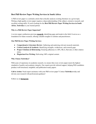 Best PhD Review Paper Writing Services in South Africa