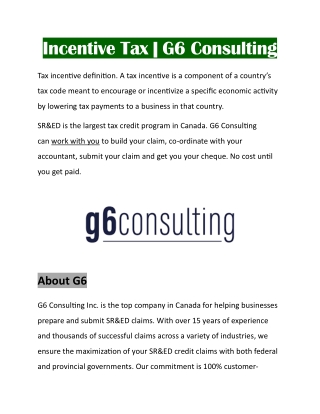incentive tax g6 consulting