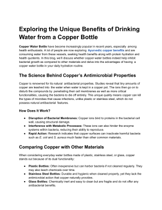 exploring the unique benefits of drinking water