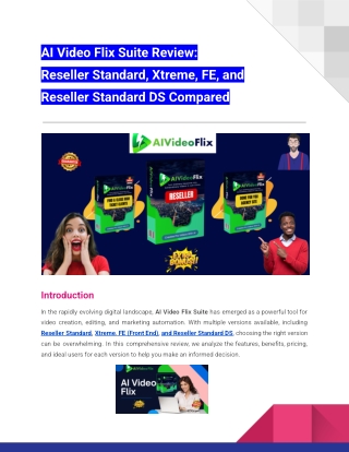 AI Video Flix Suite Review: Reseller Standard, Xtreme, FE, and Reseller Standard