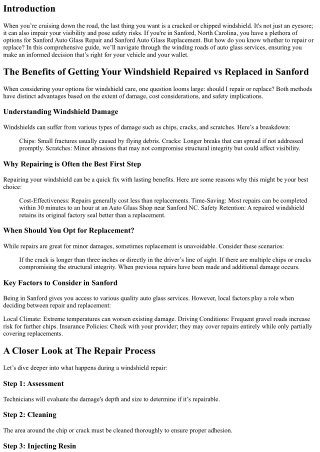 The Benefits of Getting Your Windshield Repaired vs Replaced in Sanford