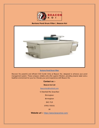 Burtons Pond Drum Filter | Beacon Koi