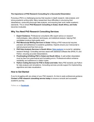 The Importance of PhD Research Consulting for a Successful Dissertation
