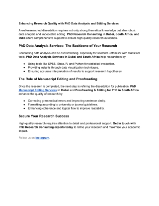 Enhancing Research Quality with PhD Data Analysis and Editing Services