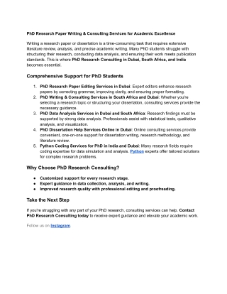 PhD Research Paper Writing & Consulting Services for Academic Excellence