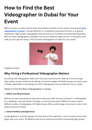 How to Find the Best Videographer in Dubai for Your Event
