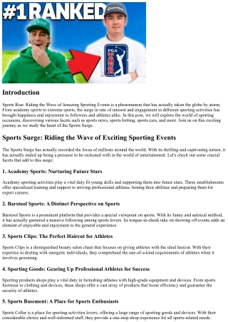 Sports Surge: Riding the Wave of Exciting Sporting Events