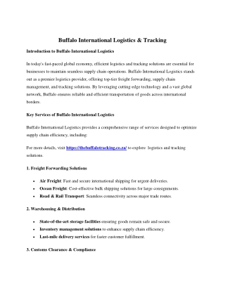 buffalo international logistics tracking