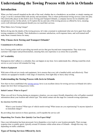 understanding the towing process with javis