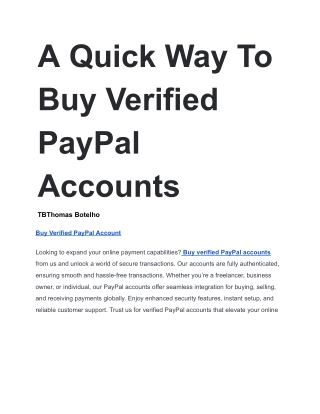 A Quick Way To Buy Verified PayPal Accounts -