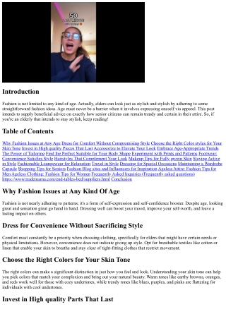 Ageless Attire: Fashion Tips for Seniors Who Intended To Remain Stylish