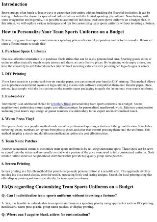 How to Individualize Your Team Sports Uniforms on a Budget plan