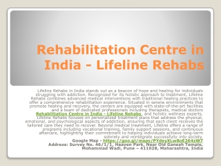 Rehabilitation Centre in India - Lifeline Rehabs