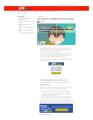 LifeBuzz's Clear Life Insurance with Bipolar Disorder in Canada