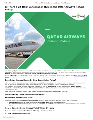 Is there a 24-hour cancellation rule in the Qatar Airways refund policy?