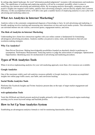 “How to Leverage Analytics to Improve Your Internet Marketing Efforts”