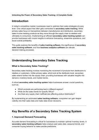 unlocking the power of secondary sales tracking