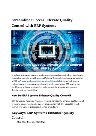 streamline success elevate quality control with