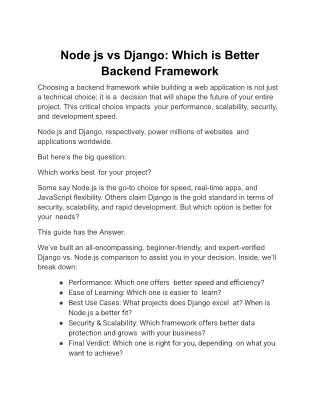 Node js vs Django:  Which is Better Backend Framework