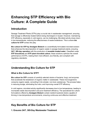 enhancing stp efficiency with bio culture