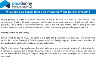 what you can expect from a conveyancer while