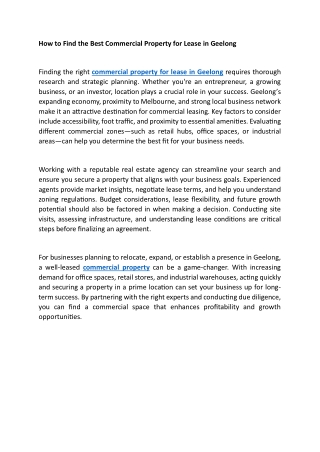 how to find the best commercial property