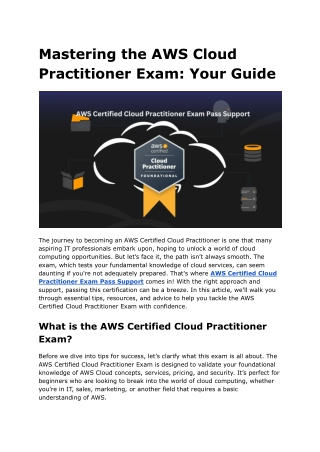 mastering the aws cloud practitioner exam your