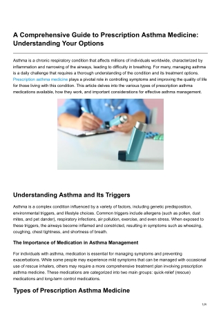A Comprehensive Guide to Prescription Asthma Medicine Understanding Your Options