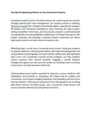 top tips for maximizing returns on your