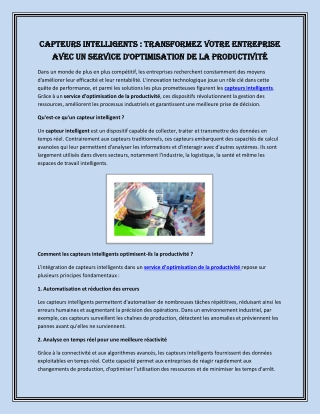 capteurs intelligents transformez votre