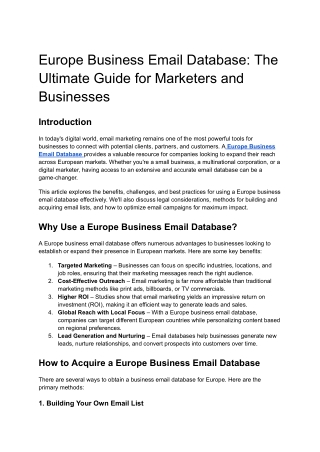europe business email database the ultimate guide