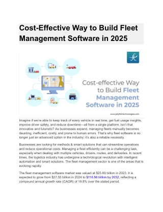 cost effective way to build fleet management
