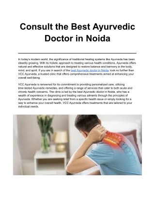 Consult the Best Ayurvedic Doctor in Noida