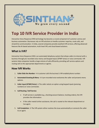 Top 10 IVR Service Provider in India